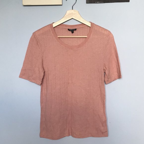 Topshop Pink Ribbed Top